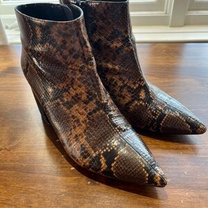 Brown Snakeskin Ankle Boots